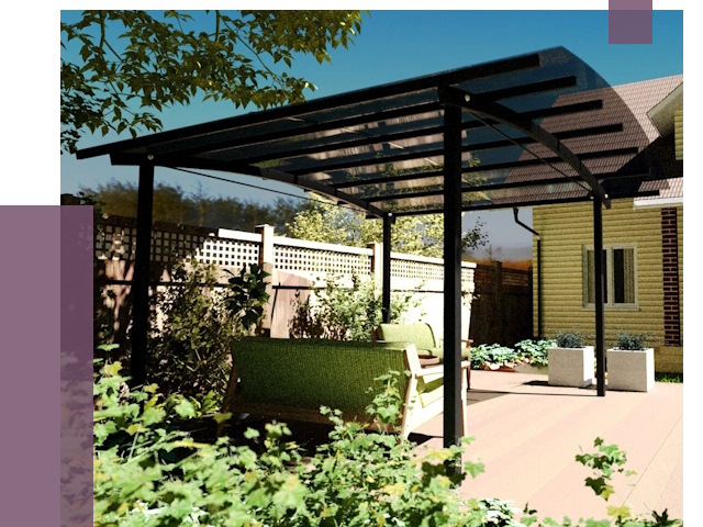 Навесы для террасы в Невинномысске от 13042 руб. под ключ | ПРОЛЁТ-Нвн