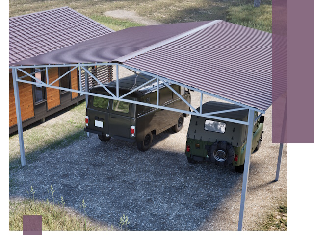 Двускатные навесы под ключ в Невинномысске — изготовление и монтаж